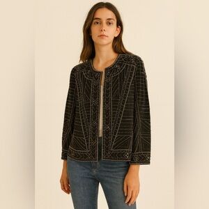 NEW Velvet by Graham and Spencer Beaded Jacket Size Small Color Black